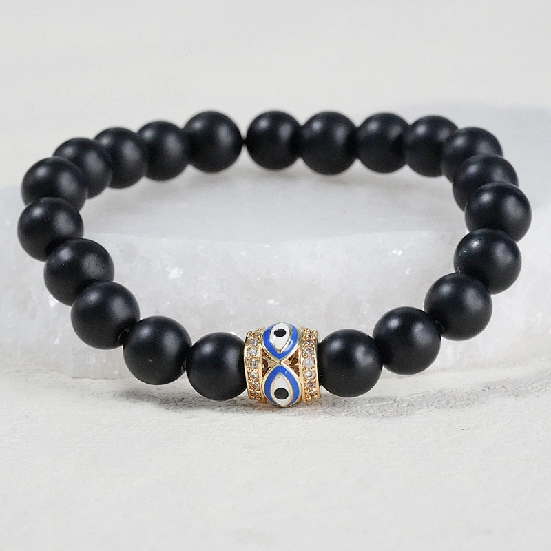 Fashion Design 9.5mm Eyes Brass Zircon Beads Jewelry Making Gold Plated  Bracelet  DIY Cylindrical  Beads Epoxy Spacer