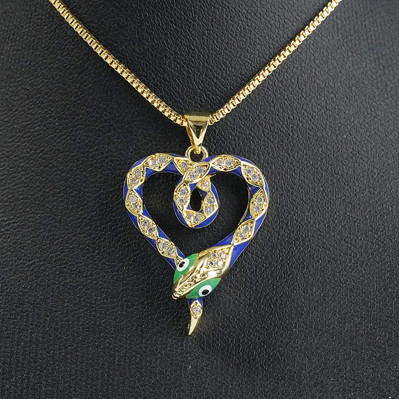 Beautiful  Heart-shaped Pendants Bracelet Necklace Pendant  DIY Bracelet Making Jewelry CZ Snake Heart-shaped Pendant Charms
