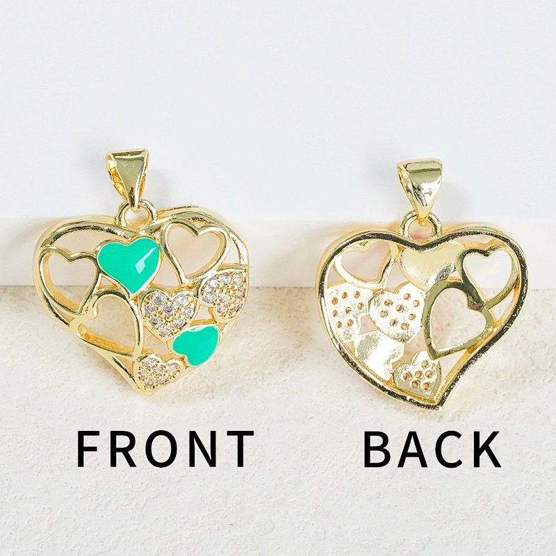 Fashion Design Heart Shaped Pendants Bracelet Necklace Pendant  DIY Bracelet Making Jewelry CZ  Heart Shape Pendant Charms