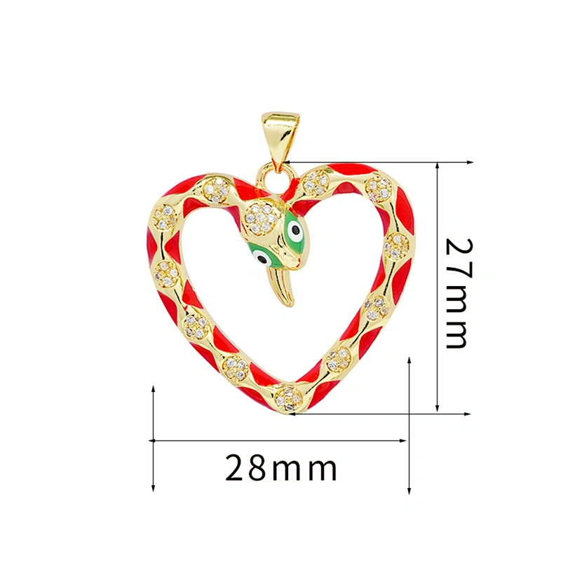 Fashion Style Heart Shaped Pendants Bracelet Necklace Pendant  DIY Bracelet Making Jewelry CZ Snake Heart Shape Pendant Charms