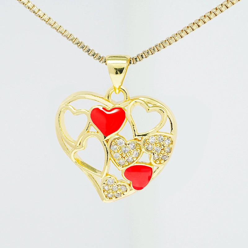 Fashion Design Heart Shaped Pendants Bracelet Necklace Pendant  DIY Bracelet Making Jewelry CZ  Heart Shape Pendant Charms
