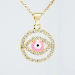 Fashion Round Shape  Pendants Bracelet Necklace Pendant Charms DIY Bracelet Making Jewelry CZ Eyes Pendants Charms