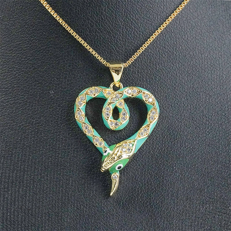 Beautiful  Heart-shaped Pendants Bracelet Necklace Pendant  DIY Bracelet Making Jewelry CZ Snake Heart-shaped Pendant Charms