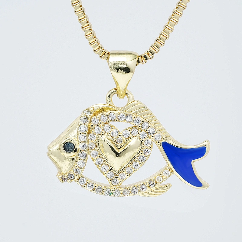 Beautiful  Heart-shaped Pendants Bracelet Necklace Pendant  DIY Bracelet Making Jewelry CZ Fish Heart-shaped Pendant Charms