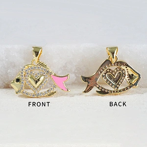 Beautiful  Heart-shaped Pendants Bracelet Necklace Pendant  DIY Bracelet Making Jewelry CZ Fish Heart-shaped Pendant Charms