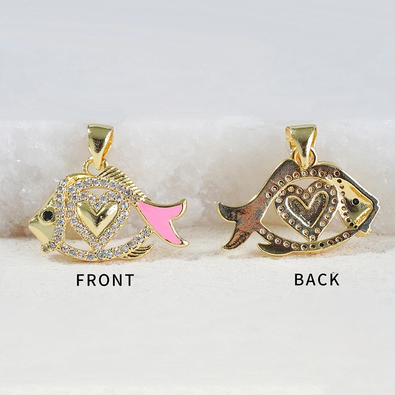 Beautiful  Heart-shaped Pendants Bracelet Necklace Pendant  DIY Bracelet Making Jewelry CZ Fish Heart-shaped Pendant Charms