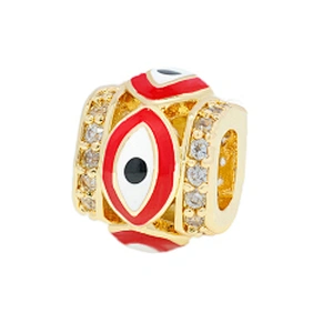 Fashion Design 9.5mm Eyes Brass Zircon Beads Jewelry Making Gold Plated  Bracelet  DIY Cylindrical  Beads Epoxy Spacer