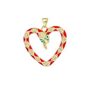 Fashion Style Heart Shaped Pendants Bracelet Necklace Pendant  DIY Bracelet Making Jewelry CZ Snake Heart Shape Pendant Charms