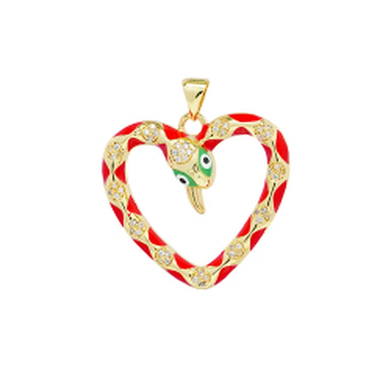 Fashion Style Heart Shaped Pendants Bracelet Necklace Pendant  DIY Bracelet Making Jewelry CZ Snake Heart Shape Pendant Charms