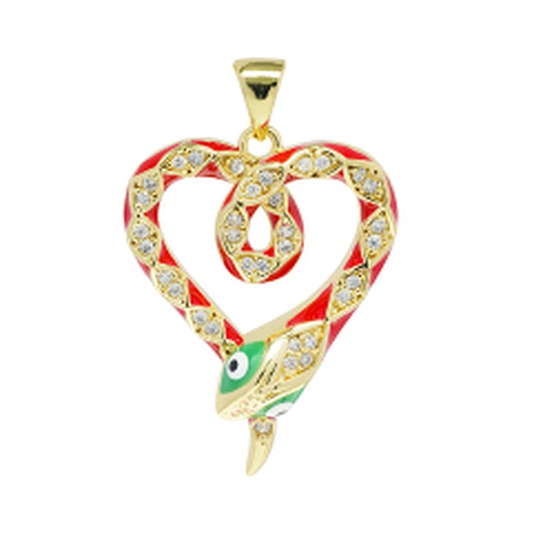 Beautiful  Heart-shaped Pendants Bracelet Necklace Pendant  DIY Bracelet Making Jewelry CZ Snake Heart-shaped Pendant Charms