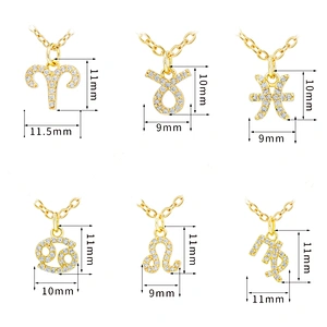 12 zircon constelations signs pendant necklace brass zircon constelation necklace customization cz constelation necklaces
