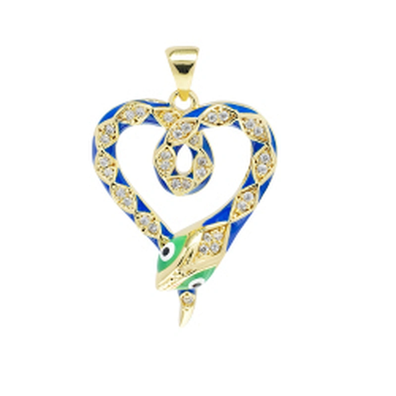 Beautiful  Heart-shaped Pendants Bracelet Necklace Pendant  DIY Bracelet Making Jewelry CZ Snake Heart-shaped Pendant Charms