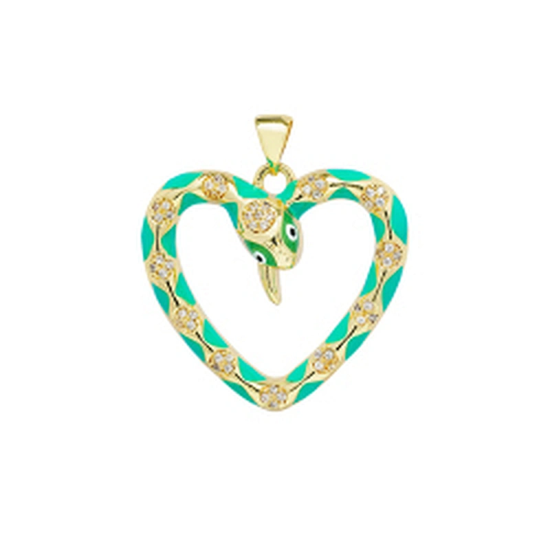 Fashion Style Heart Shaped Pendants Bracelet Necklace Pendant  DIY Bracelet Making Jewelry CZ Snake Heart Shape Pendant Charms