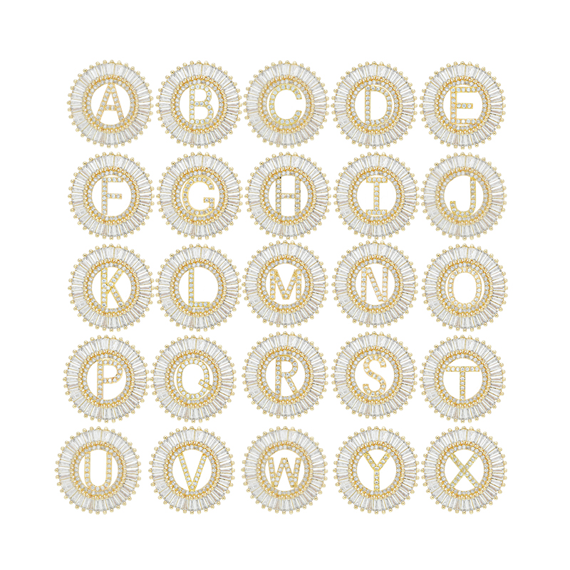Fashion Letter Pendants Bracelet Necklace Pendant Charms DIY Bracelet Making Jewelry CZ Letter of the alphabet Pendants Charms
