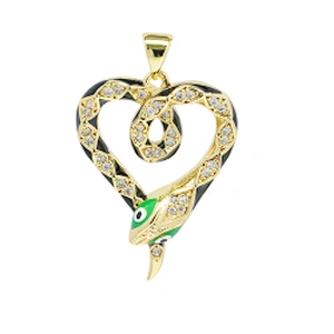 Beautiful  Heart-shaped Pendants Bracelet Necklace Pendant  DIY Bracelet Making Jewelry CZ Snake Heart-shaped Pendant Charms