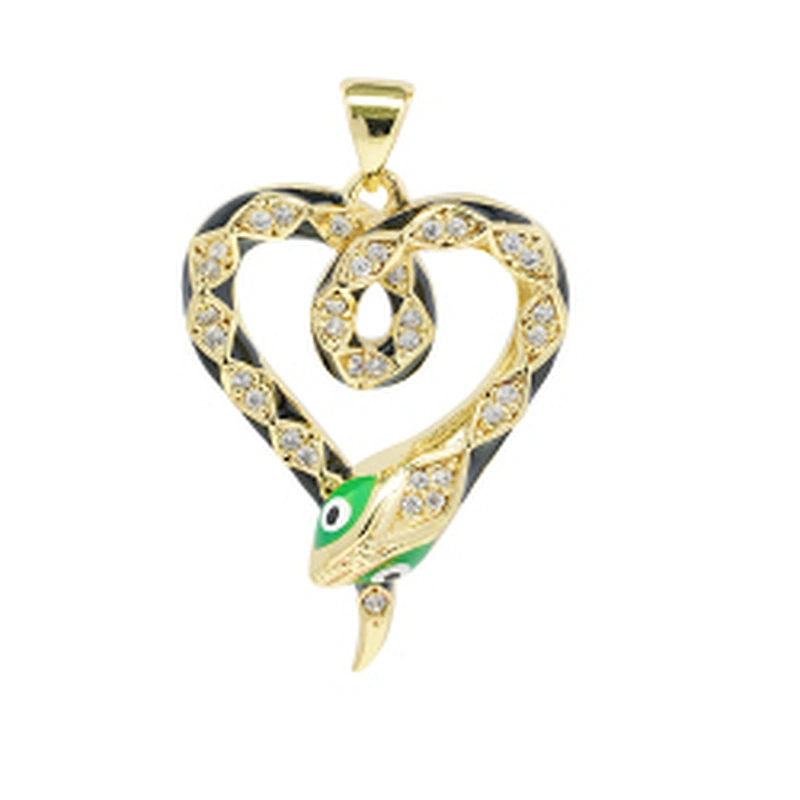 Beautiful  Heart-shaped Pendants Bracelet Necklace Pendant  DIY Bracelet Making Jewelry CZ Snake Heart-shaped Pendant Charms