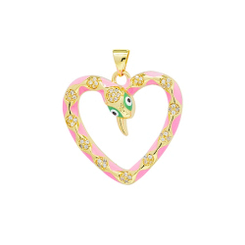 Fashion Style Heart Shaped Pendants Bracelet Necklace Pendant  DIY Bracelet Making Jewelry CZ Snake Heart Shape Pendant Charms