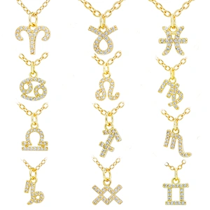 12 zircon constelations signs pendant necklace brass zircon constelation necklace customization cz constelation necklaces