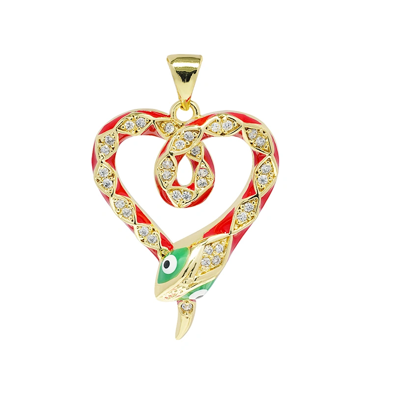 Beautiful  Heart-shaped Pendants Bracelet Necklace Pendant  DIY Bracelet Making Jewelry CZ Snake Heart-shaped Pendant Charms