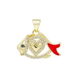 Beautiful  Heart-shaped Pendants Bracelet Necklace Pendant  DIY Bracelet Making Jewelry CZ Fish Heart-shaped Pendant Charms