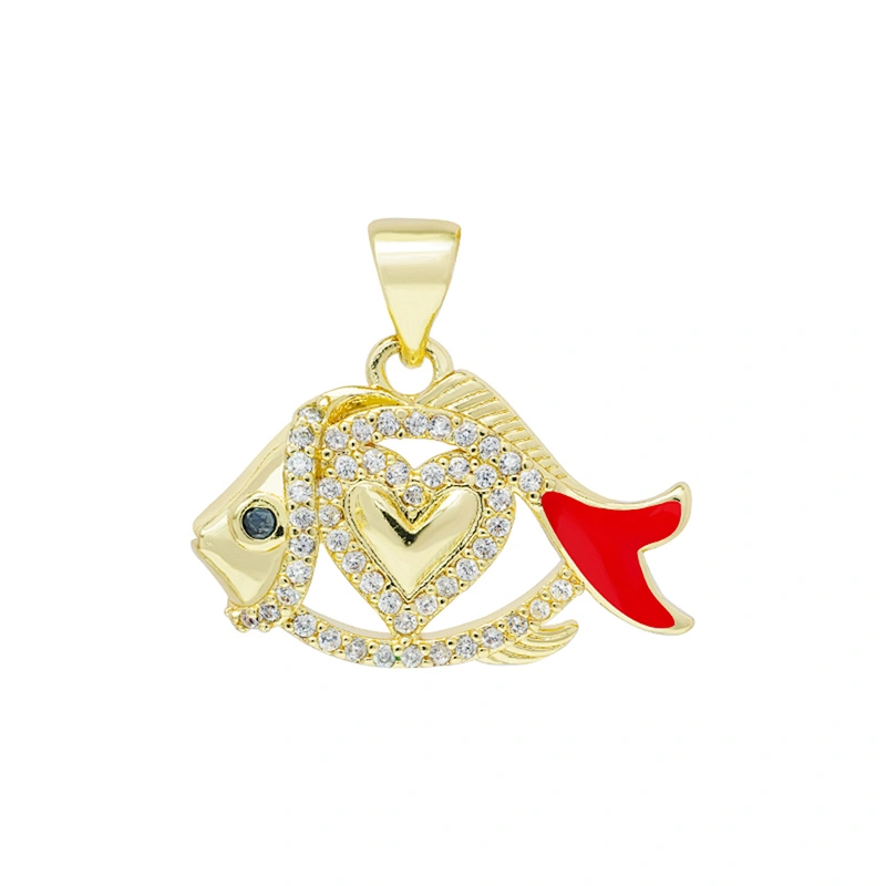 Beautiful  Heart-shaped Pendants Bracelet Necklace Pendant  DIY Bracelet Making Jewelry CZ Fish Heart-shaped Pendant Charms