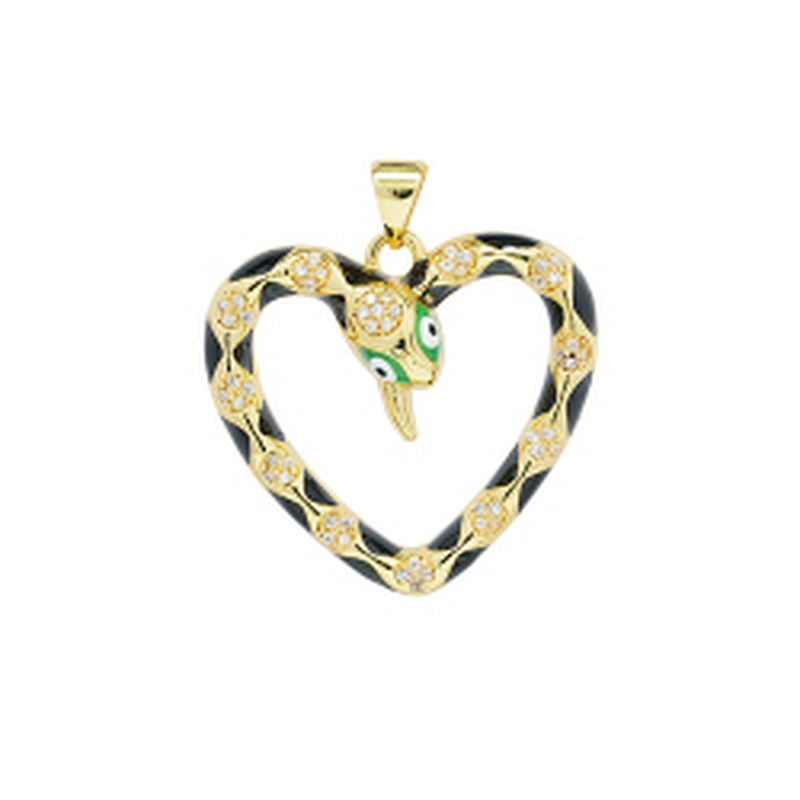 Fashion Style Heart Shaped Pendants Bracelet Necklace Pendant  DIY Bracelet Making Jewelry CZ Snake Heart Shape Pendant Charms