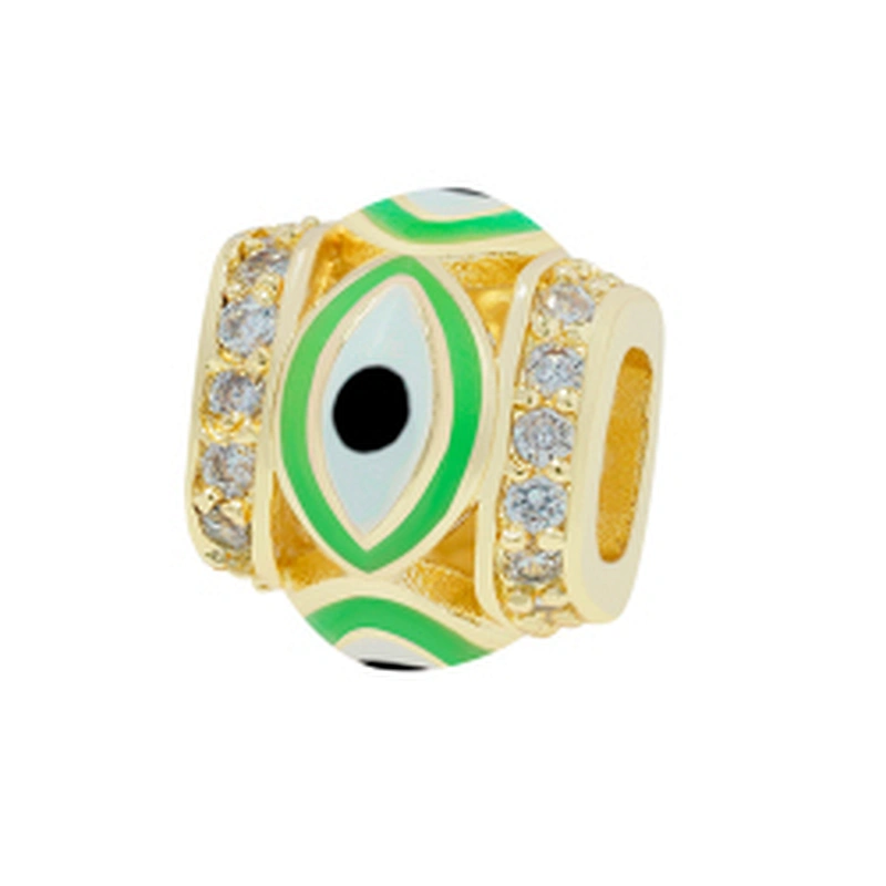 Fashion Design 9.5mm Eyes Brass Zircon Beads Jewelry Making Gold Plated  Bracelet  DIY Cylindrical  Beads Epoxy Spacer