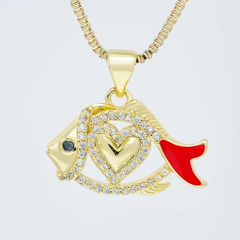 Beautiful  Heart-shaped Pendants Bracelet Necklace Pendant  DIY Bracelet Making Jewelry CZ Fish Heart-shaped Pendant Charms