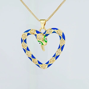 Fashion Style Heart Shaped Pendants Bracelet Necklace Pendant  DIY Bracelet Making Jewelry CZ Snake Heart Shape Pendant Charms