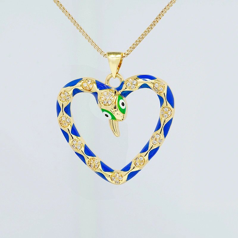 Fashion Style Heart Shaped Pendants Bracelet Necklace Pendant  DIY Bracelet Making Jewelry CZ Snake Heart Shape Pendant Charms