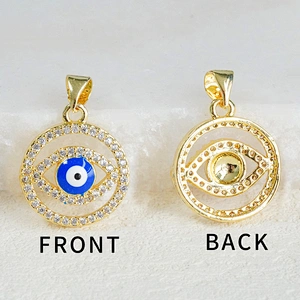 Fashion Round Shape  Pendants Bracelet Necklace Pendant Charms DIY Bracelet Making Jewelry CZ Eyes Pendants Charms