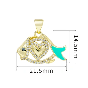 Beautiful  Heart-shaped Pendants Bracelet Necklace Pendant  DIY Bracelet Making Jewelry CZ Fish Heart-shaped Pendant Charms