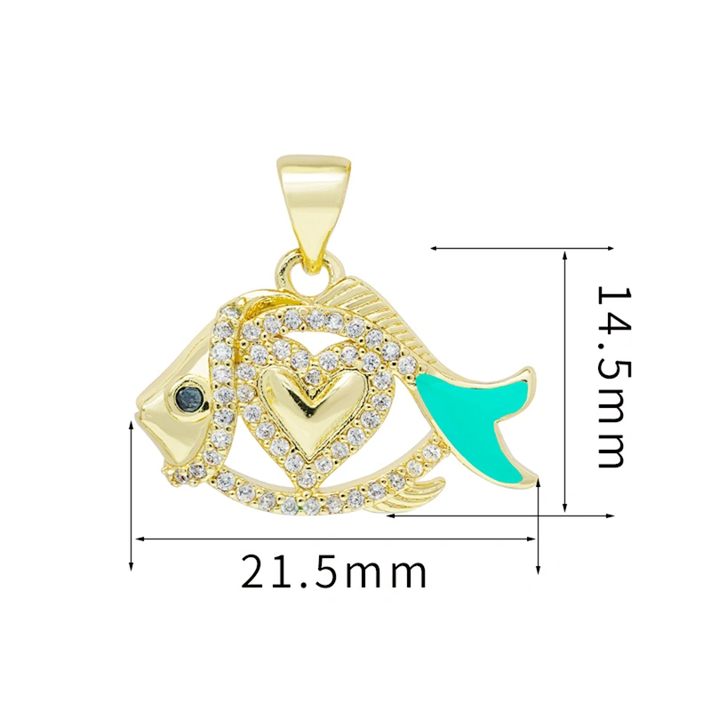 Beautiful  Heart-shaped Pendants Bracelet Necklace Pendant  DIY Bracelet Making Jewelry CZ Fish Heart-shaped Pendant Charms