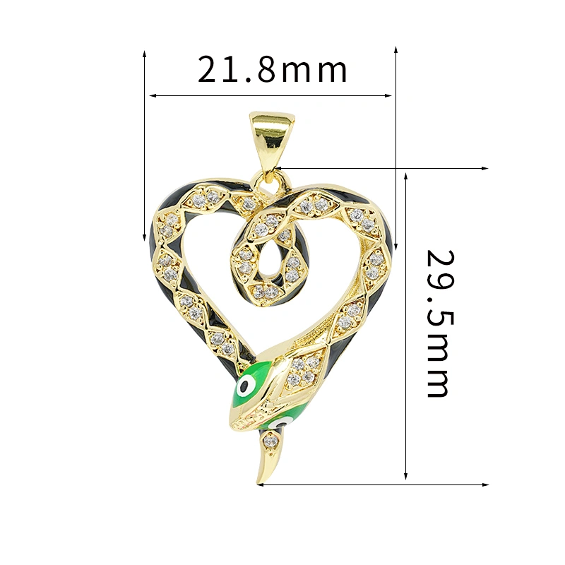 Beautiful  Heart-shaped Pendants Bracelet Necklace Pendant  DIY Bracelet Making Jewelry CZ Snake Heart-shaped Pendant Charms