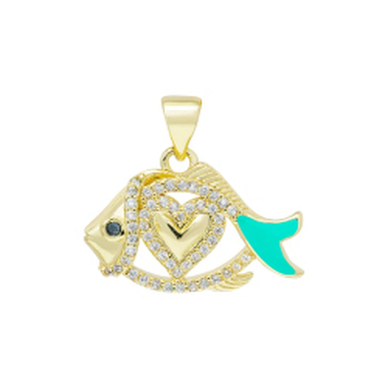 Beautiful  Heart-shaped Pendants Bracelet Necklace Pendant  DIY Bracelet Making Jewelry CZ Fish Heart-shaped Pendant Charms