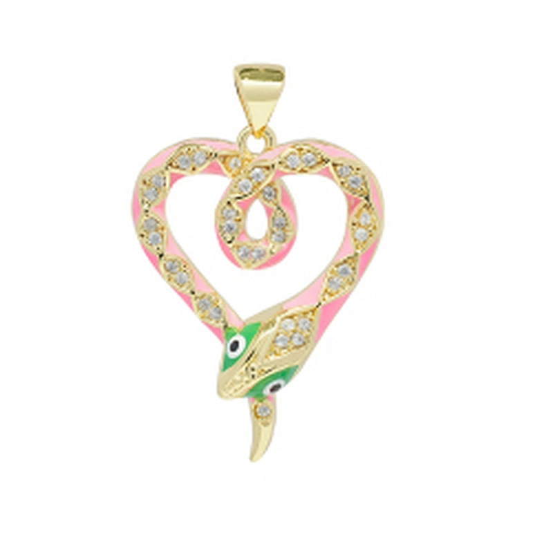 Beautiful  Heart-shaped Pendants Bracelet Necklace Pendant  DIY Bracelet Making Jewelry CZ Snake Heart-shaped Pendant Charms