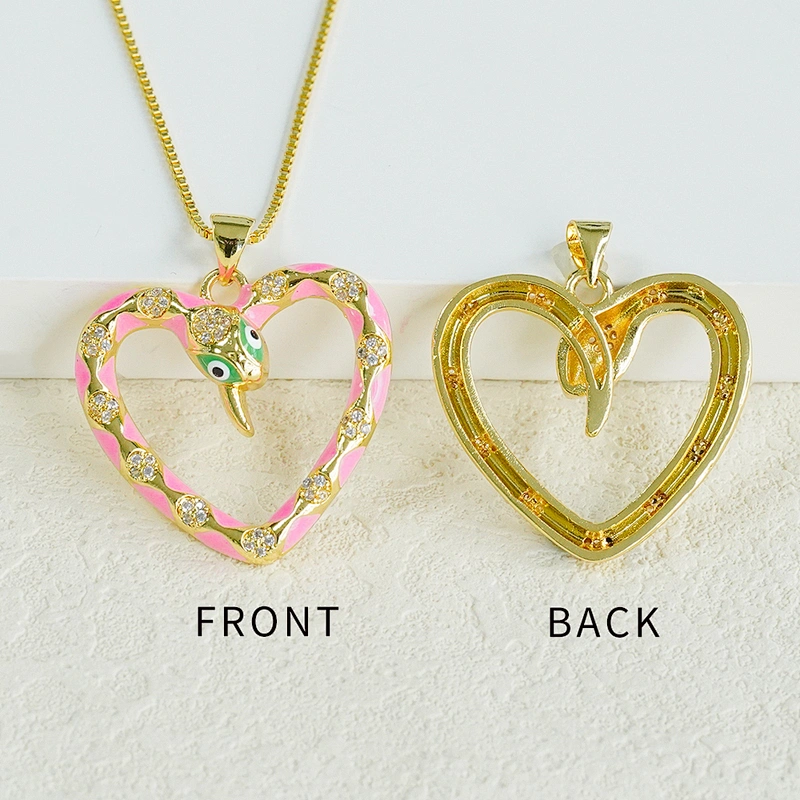 Fashion Style Heart Shaped Pendants Bracelet Necklace Pendant  DIY Bracelet Making Jewelry CZ Snake Heart Shape Pendant Charms