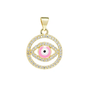 Fashion Round Shape  Pendants Bracelet Necklace Pendant Charms DIY Bracelet Making Jewelry CZ Eyes Pendants Charms