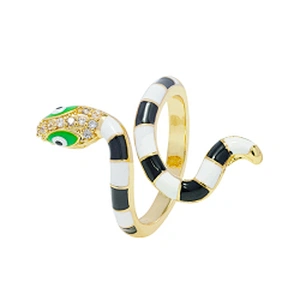 New Design Snake Shape 18k Gold Plated Rings Zirconia Pave Rings Woman Men Gifts Jewelry CZ Snakes Colorful Rings