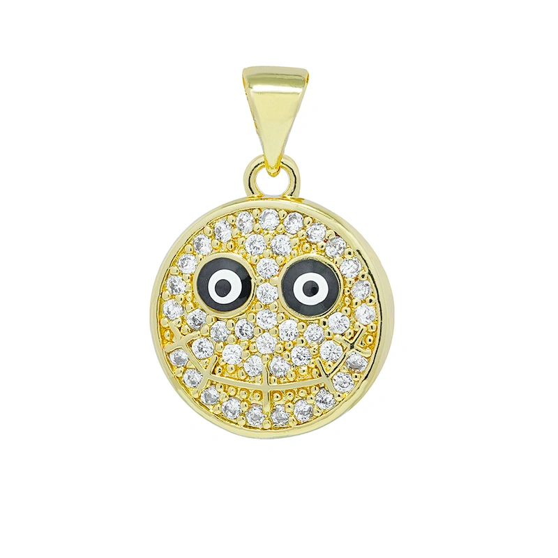 Beautiful Round Shape  Pendants Necklace Pendant Charms DIY Bracelet Making Jewelry CZ Smiling Face Pendants Charms