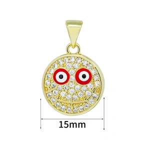 Beautiful Round Shape  Pendants Necklace Pendant Charms DIY Bracelet Making Jewelry CZ Smiling Face Pendants Charms