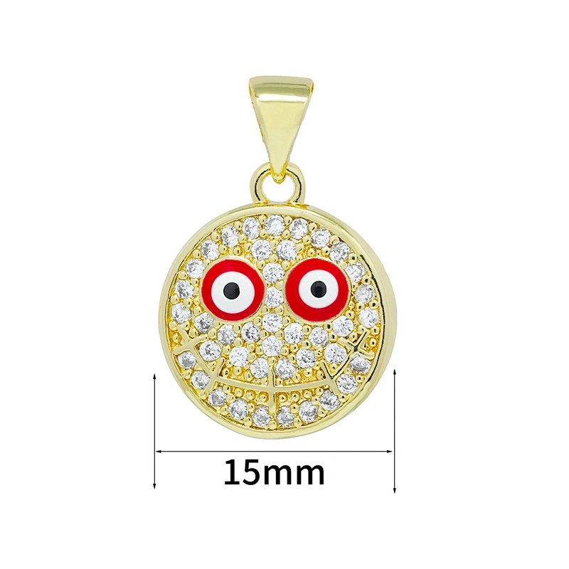 Beautiful Round Shape  Pendants Necklace Pendant Charms DIY Bracelet Making Jewelry CZ Smiling Face Pendants Charms