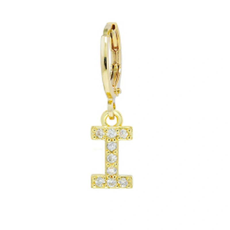 Factory  Direct 18k gold plated  Alphabet Earrings Jewelry Wholesale  26 Initial Letters Cubic Zirconia  Jewelry Women