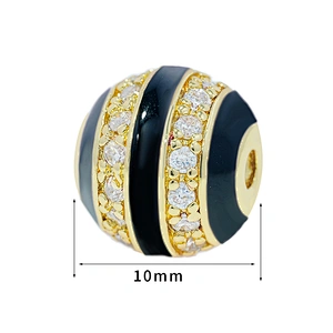 Factory Jewelry Making round shape Bracelet Necklace Beads DIY Jewelry Wholesale CZ Spacer Charms  Round beads