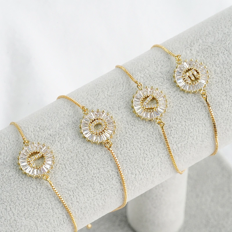 Factory Direct 18K Gold Plated Letter Bracelets Adjustable Fashion Initial Alphabet Charms Bracelets Jewelry for women girls