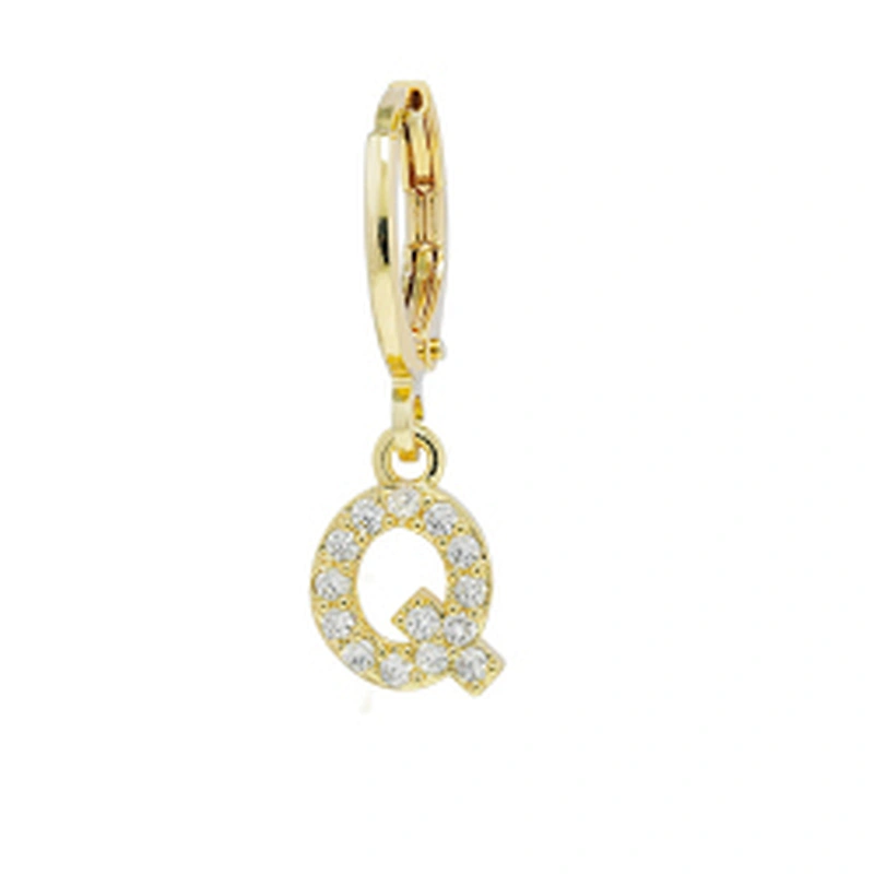 Factory  Direct 18k gold plated  Alphabet Earrings Jewelry Wholesale  26 Initial Letters Cubic Zirconia  Jewelry Women