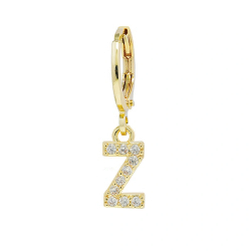 Factory  Direct 18k gold plated  Alphabet Earrings Jewelry Wholesale  26 Initial Letters Cubic Zirconia  Jewelry Women