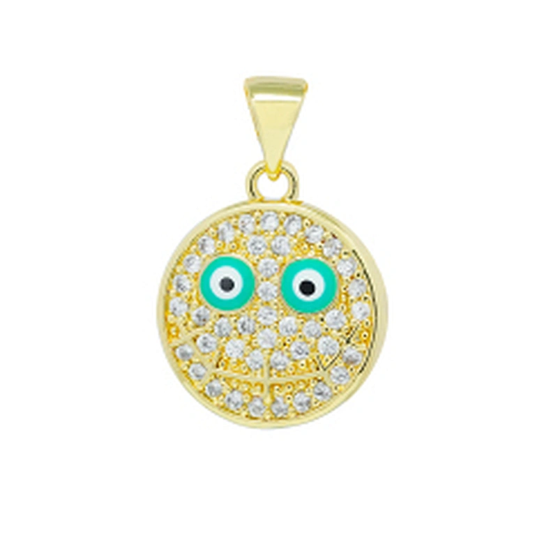 Beautiful Round Shape  Pendants Necklace Pendant Charms DIY Bracelet Making Jewelry CZ Smiling Face Pendants Charms