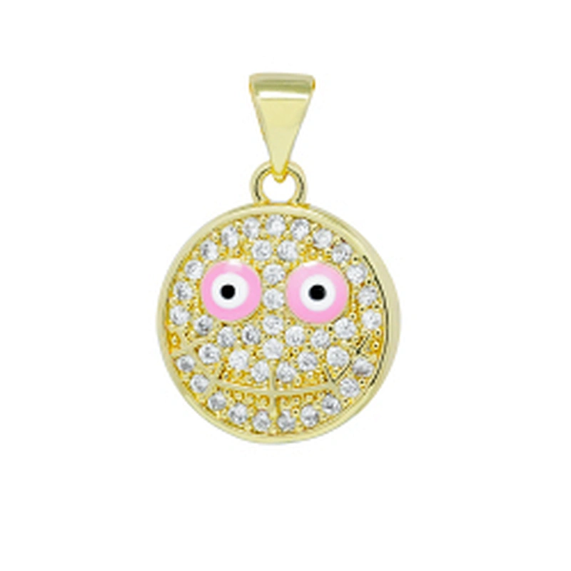 Beautiful Round Shape  Pendants Necklace Pendant Charms DIY Bracelet Making Jewelry CZ Smiling Face Pendants Charms