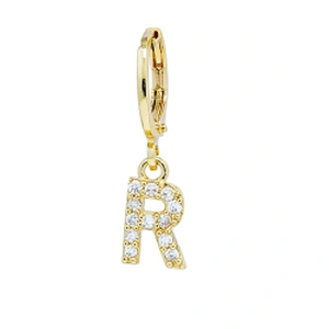 Factory  Direct 18k gold plated  Alphabet Earrings Jewelry Wholesale  26 Initial Letters Cubic Zirconia  Jewelry Women